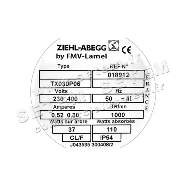 1809000005-MOTEUR FMV TX030P06 37/110W 6P T230/400V *18912* 3