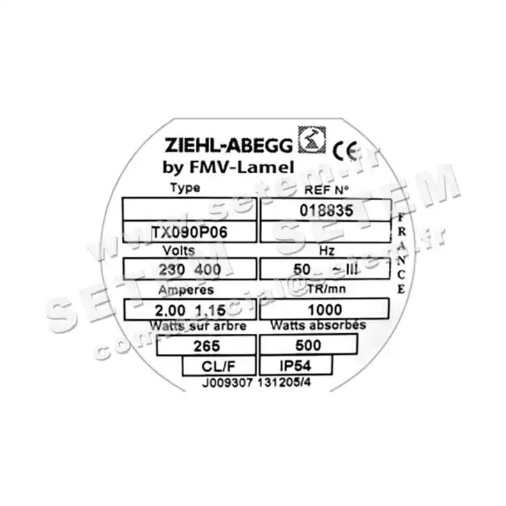 1809000009-MOTEUR FMV TX090P06 265/500W 6P T230/400V *18835* 3