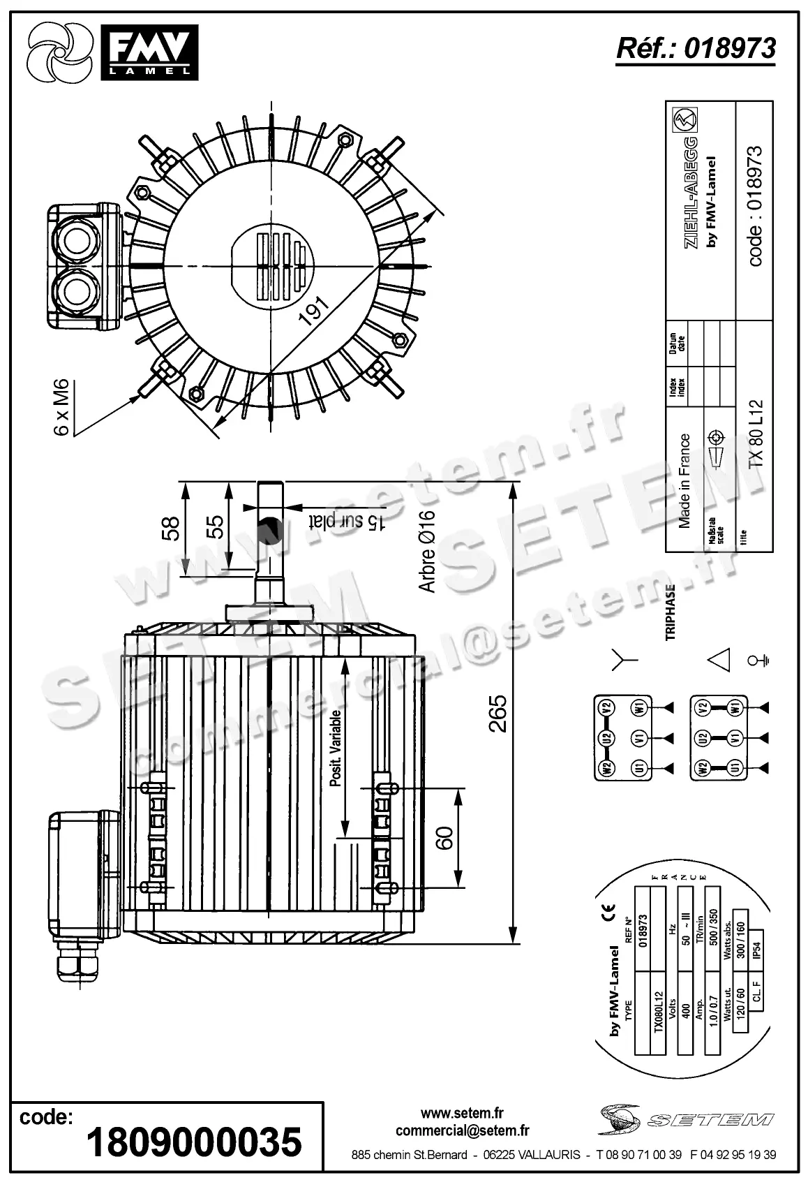 1809000035-MOTEUR FMV TX080L12 120/300W 12P T400V 2V *18973* 2