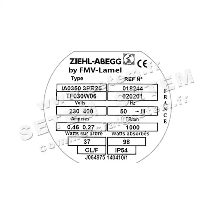 1809000064-VENTILATEUR FMV IA0350.3PR25.TF030W06 *18244* 2