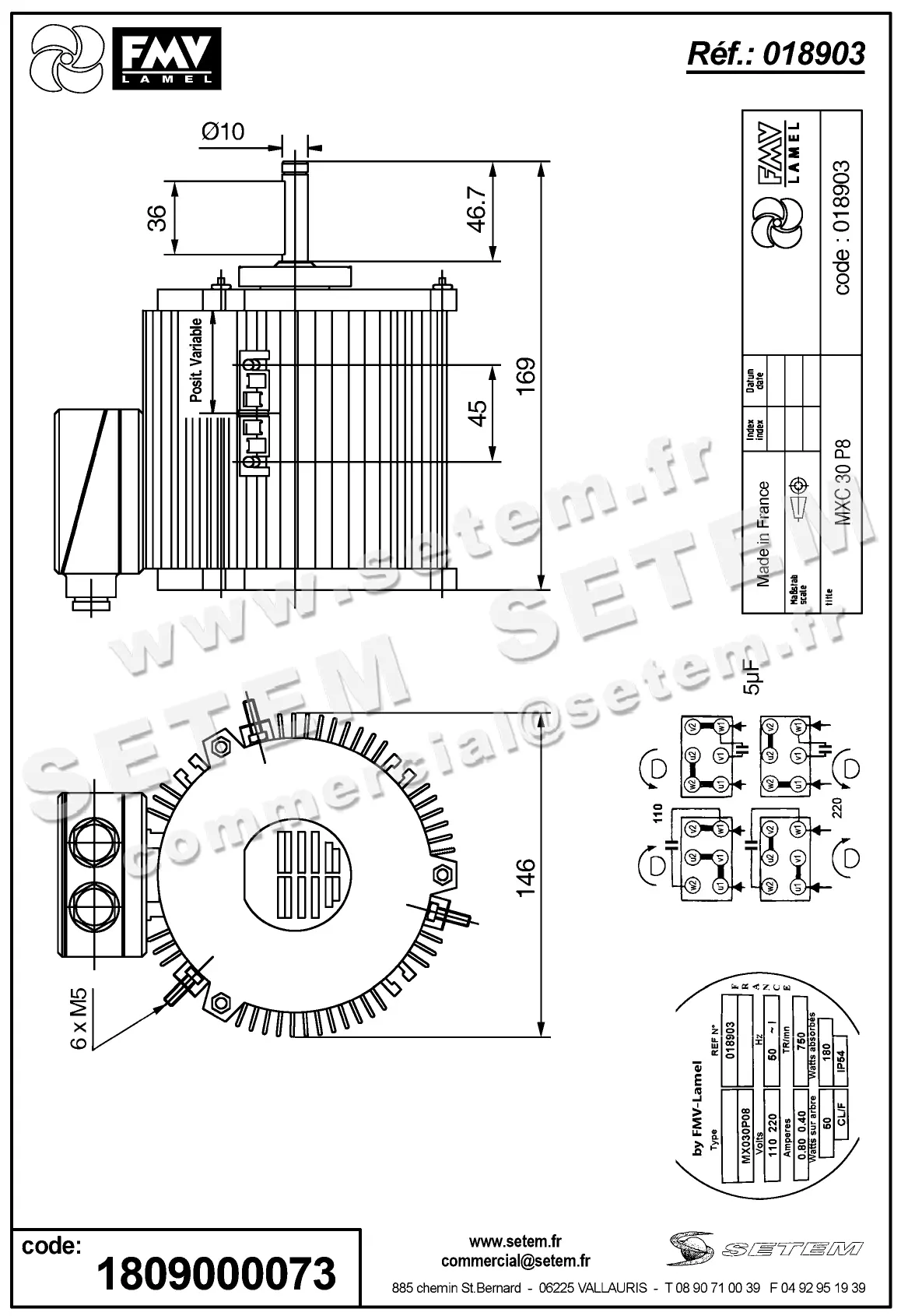 1809000073-MOTEUR FMV MX030P08 50/180W 8P M110/220V *18903* 2