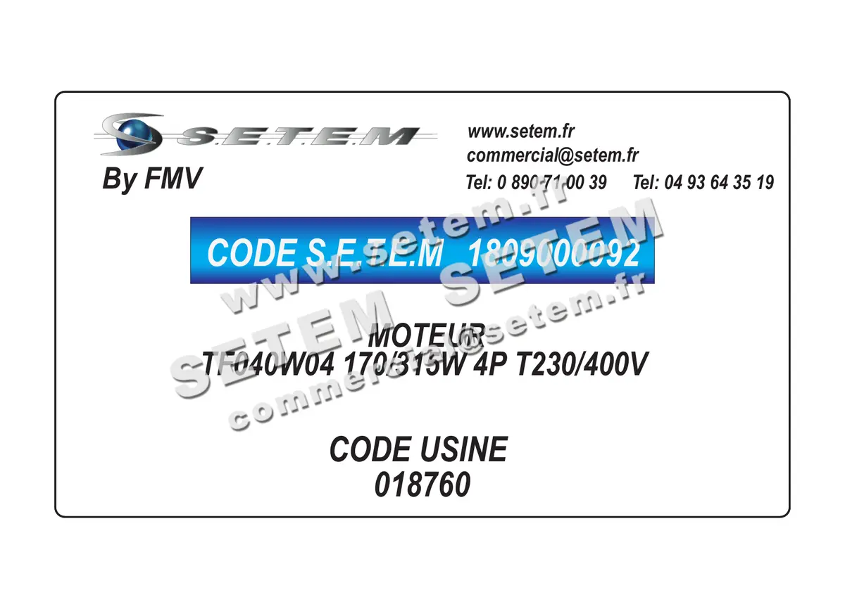 1809000092-MOTEUR FMV TF040W04 170/315W 4P T230/400V *18760* 5