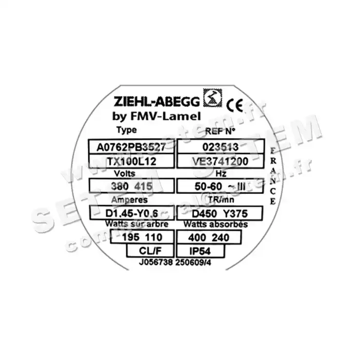 1809000209-MOTEUR FMV TX100L12 195/400W 12P T400V 2V *23513* 2