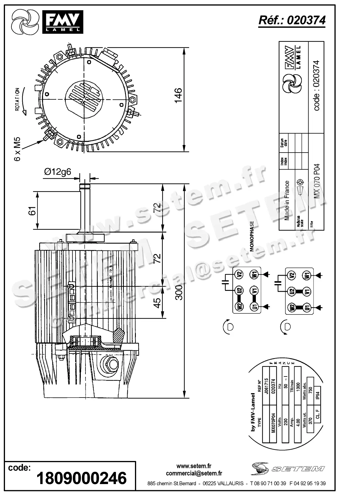 1809000246-MOTEUR FMV MX070P04 *20374* 2