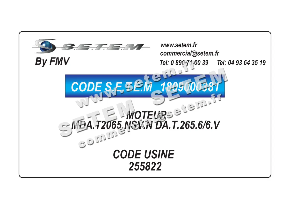 1809000381-MOTEUR FMV MDA.T2065.NSV.N DA.T.265.6/6.V *255822*