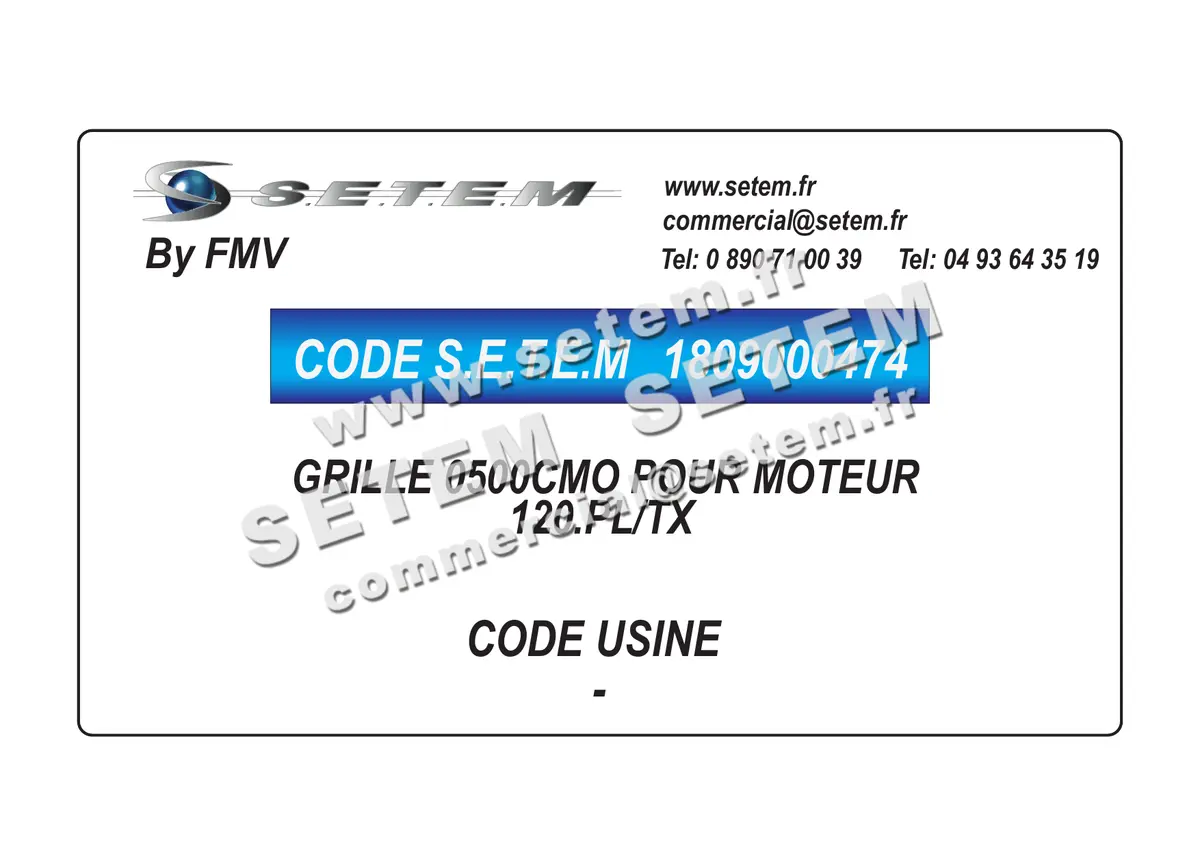 1809000474-GRILLE FMV 0500CMO POUR MOTEUR * 120.PL/TX*