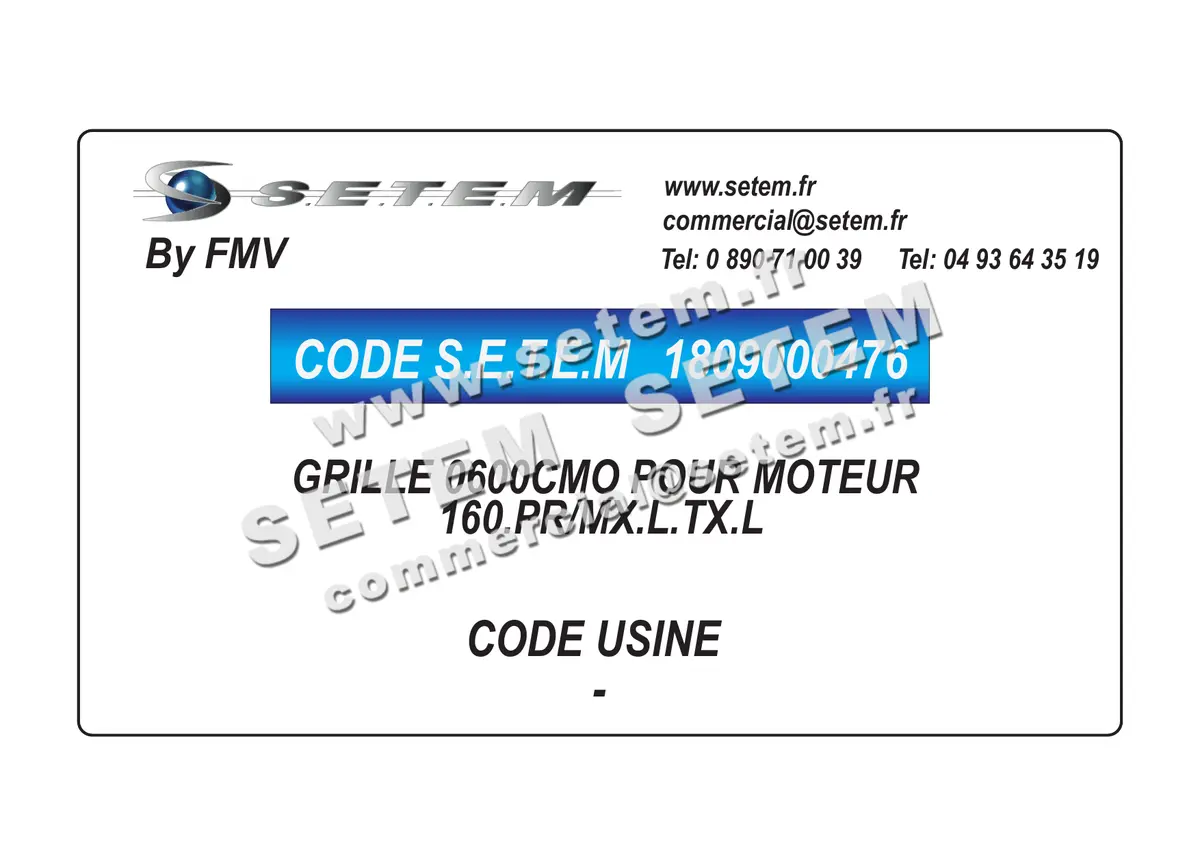 1809000476-GRILLE FMV 0600CMO POUR MOTEUR * 160.PR/MX.L.TX.L*