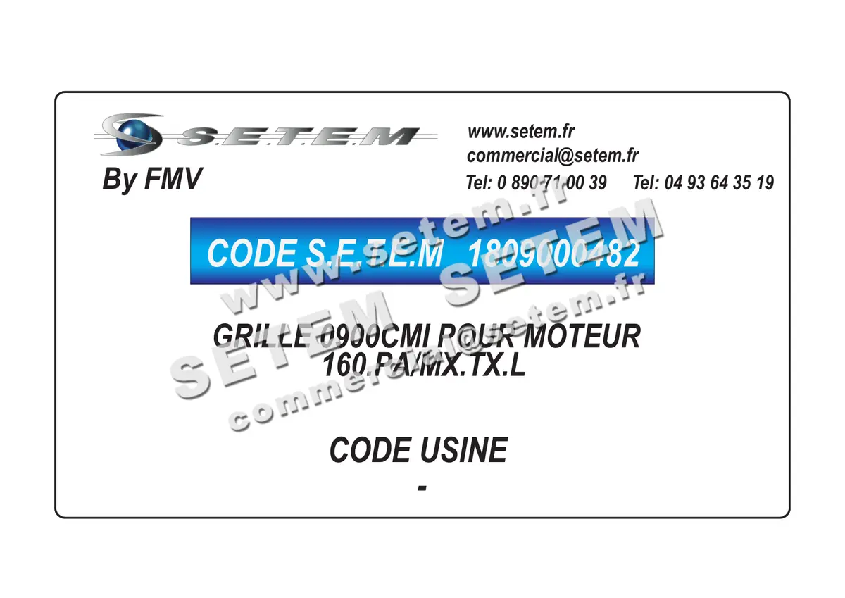 1809000482-GRILLE FMV 0900CMI POUR MOTEUR * 160.PA/MX.TX.L*