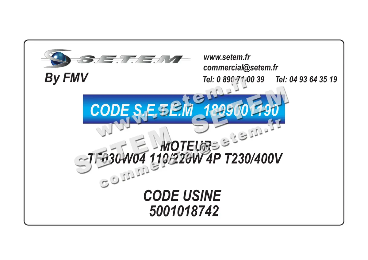 1809001190-MOTEUR FMV TF030W04 110/220W 4P T230/400V *5001018742*