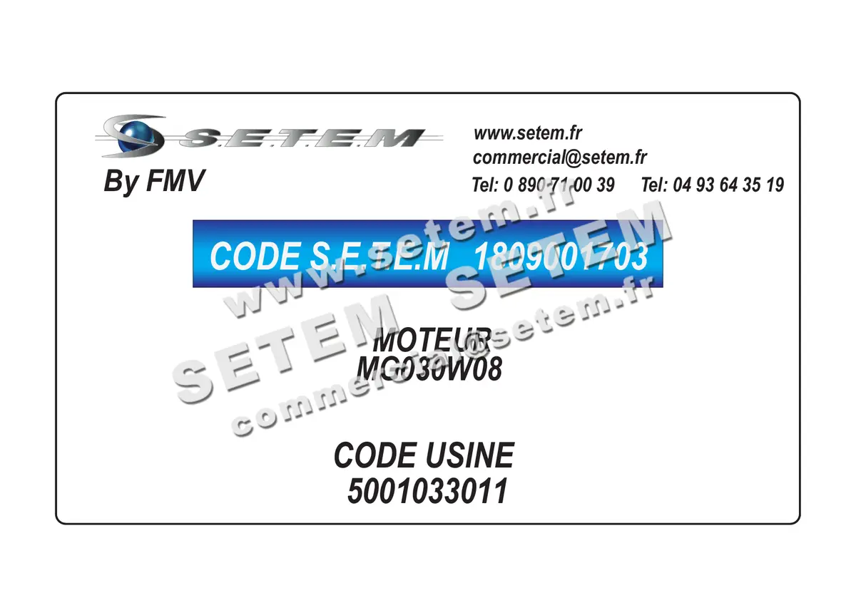 1809001703-MOTEUR FMV MG030W08 *5001033011* 3