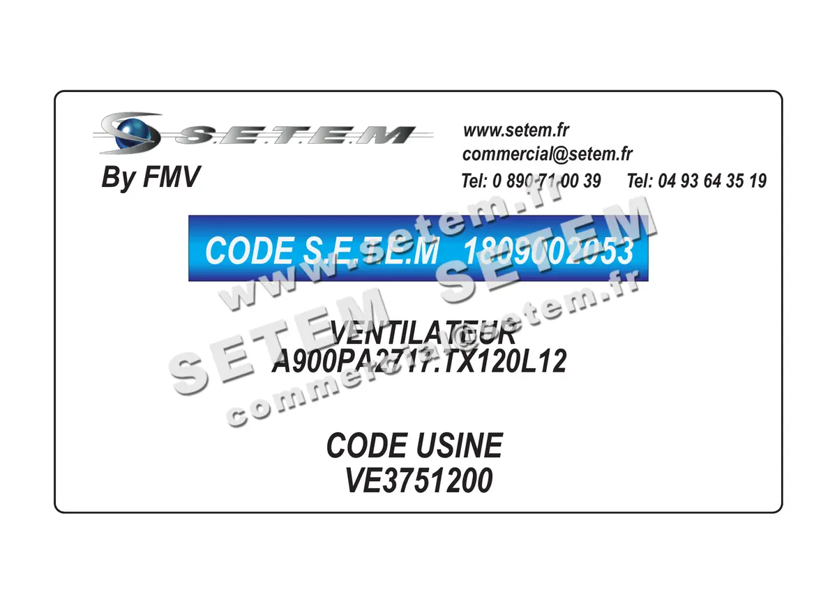 1809002053-VENTILATEUR FMV A900PA2717.TX120L12 *VE3751200*