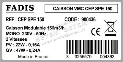 1818500110-CAISSON VMC FADIS CEP SPE 150 *900436* 2
