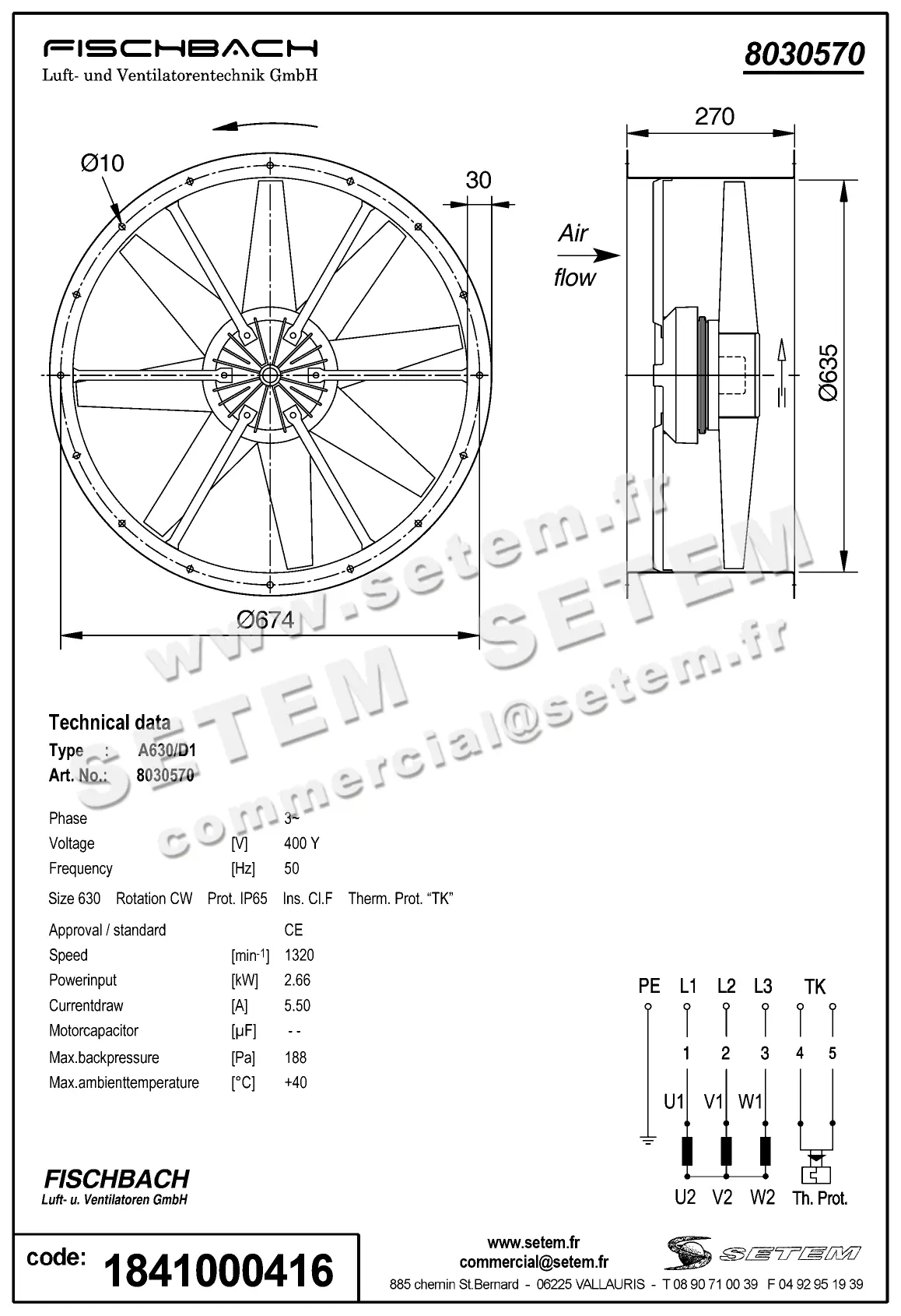 1841000416-VENTILATEUR FISCHBACH A630/D1 *18030570* 2