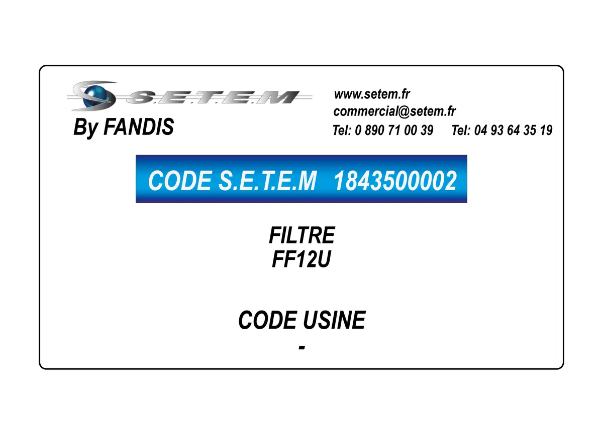 1843500002-FILTRE FANDIS FF12U