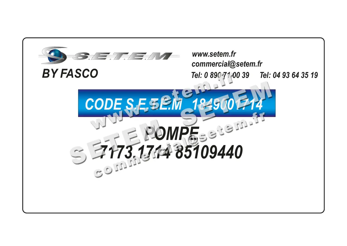 1849001714-POMPE FASCO 7173.1714 "85109440"