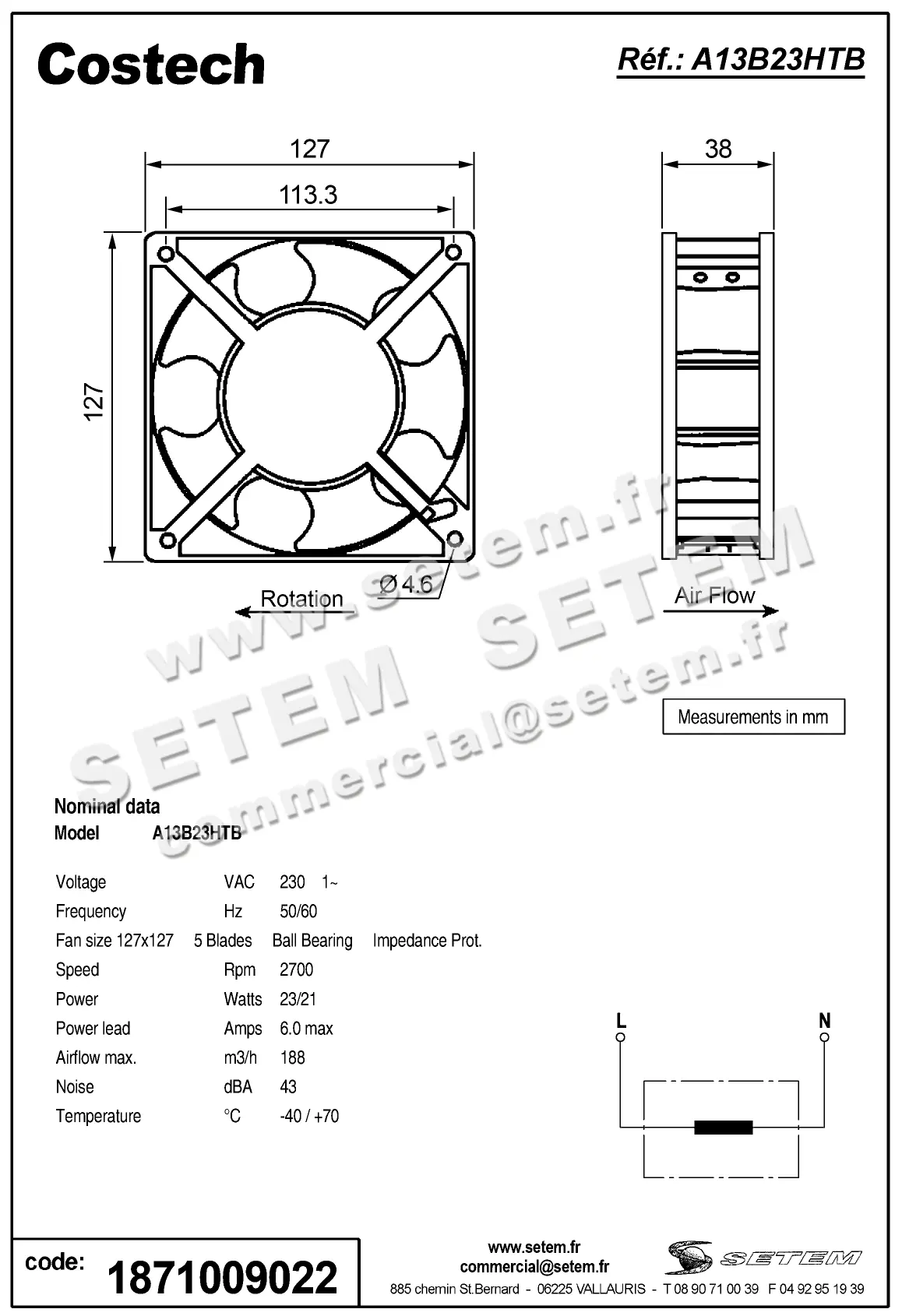 1871009022-VENTILATEUR COSTECH A13B23HTBY00 2