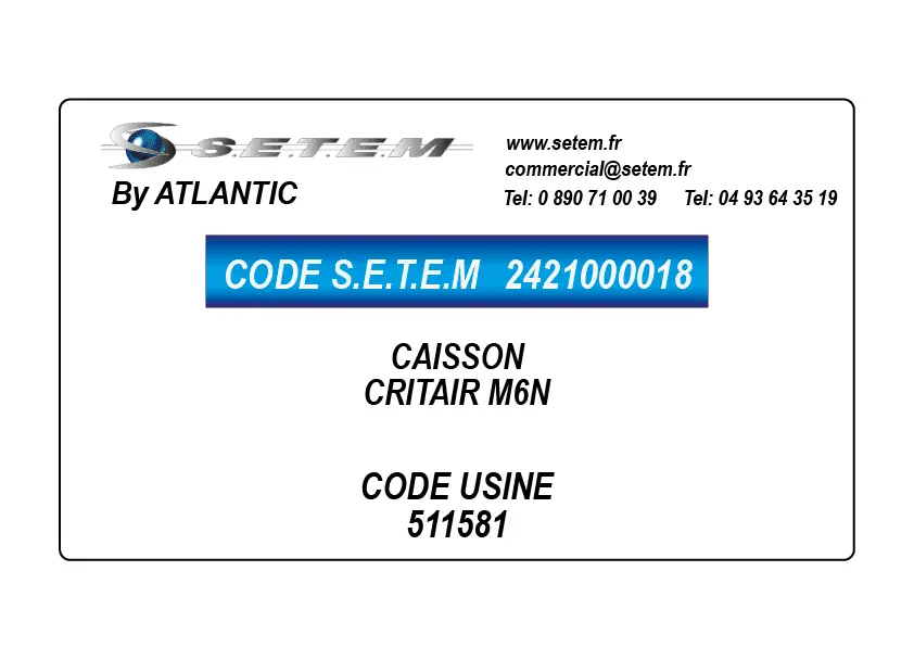 2421000018-CAISSON ATLANTIC CRITAIR M6N *511581*