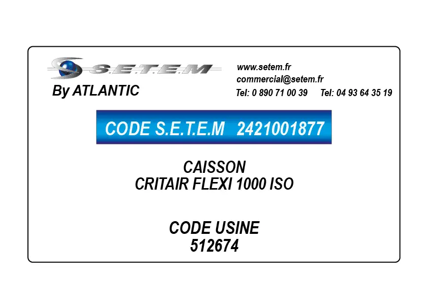 2421001877-CAISSON ATLANTIC CRITAIR FLEXI 1000 ISO *512674*