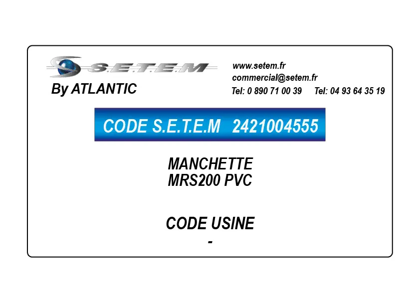 2421004555-MANCHETTE ATLANTIC MRS200 PVC