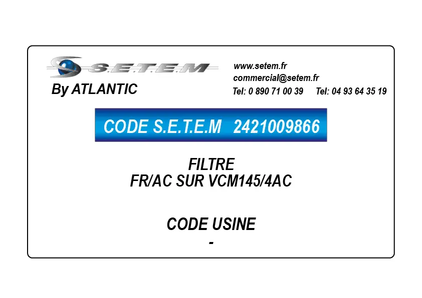 2421009866-FILTRE ATLANTIC FR/AC SUR VCM145/4AC