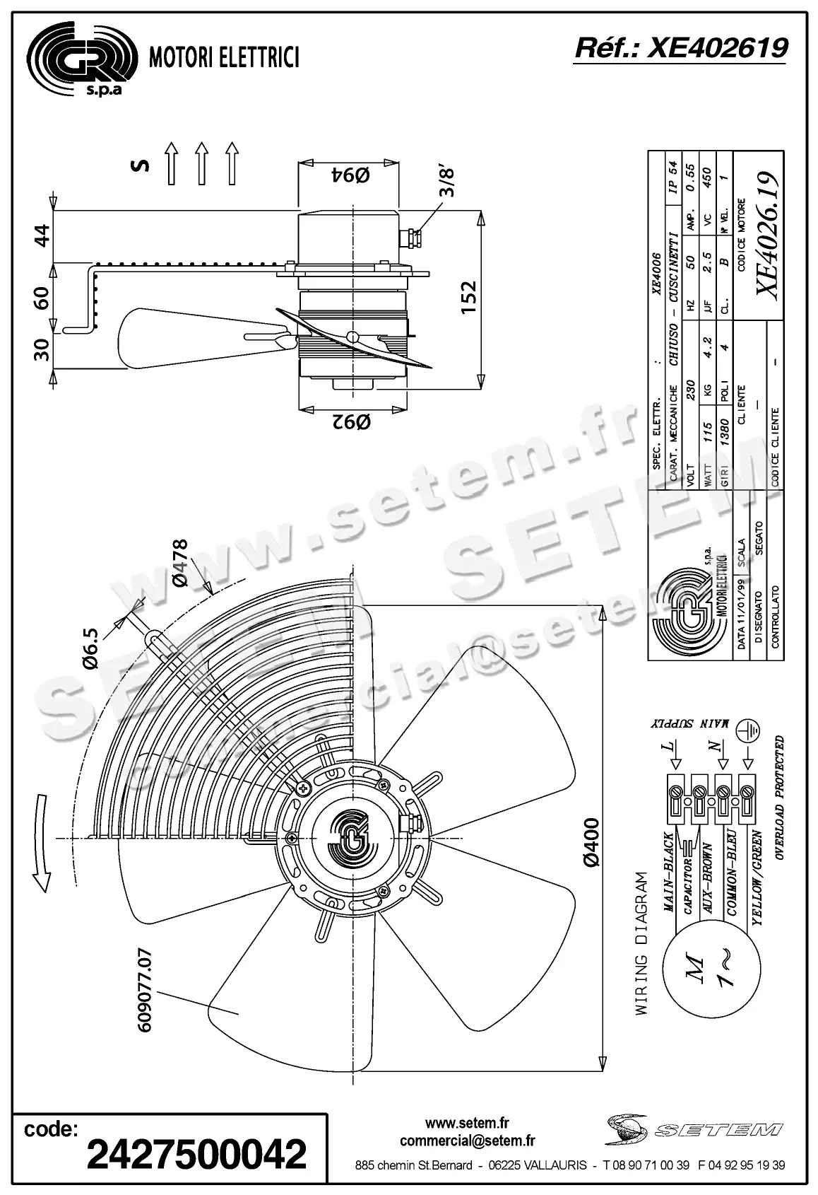 2427500042-VENTILATEUR GR XE402619 2