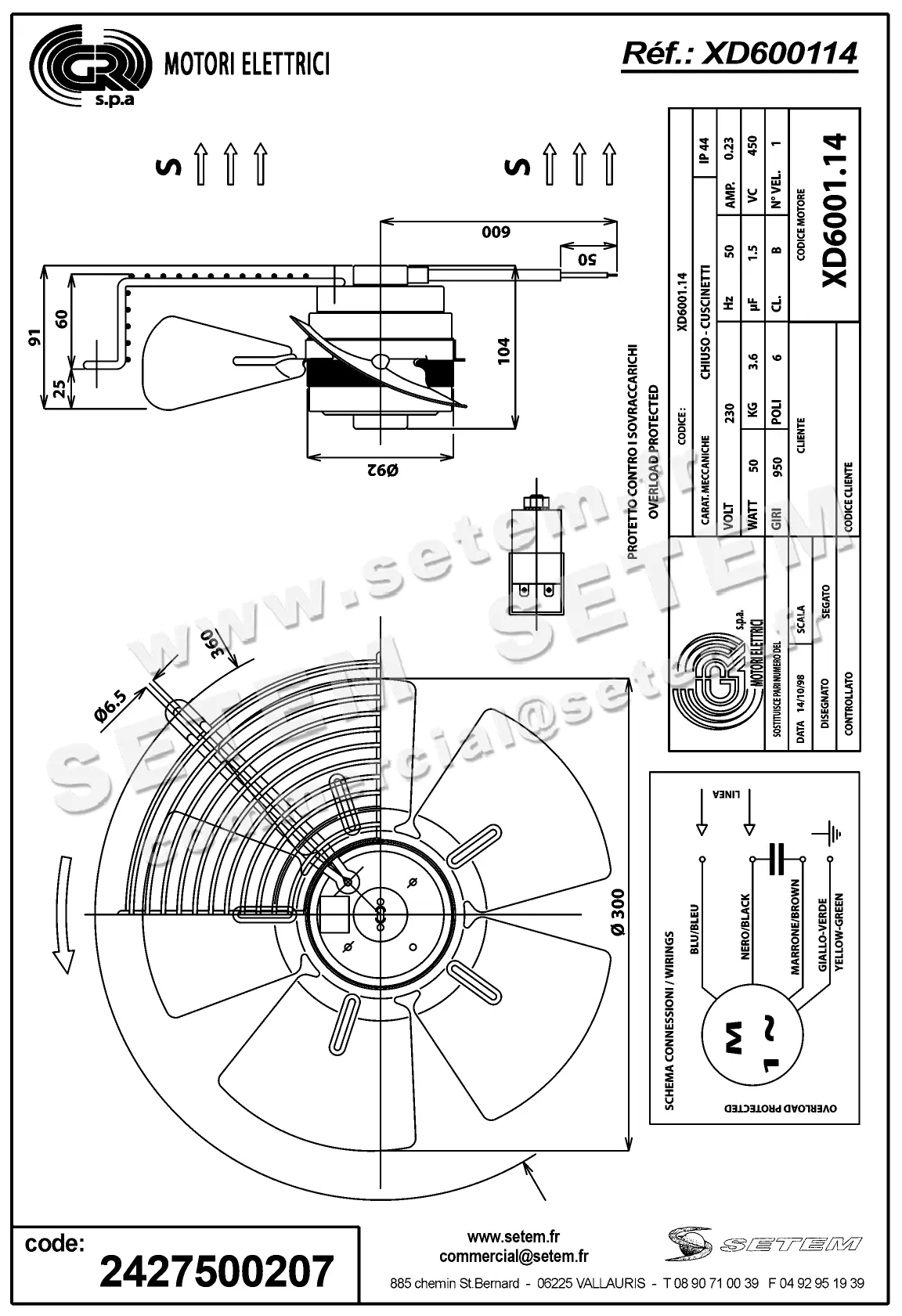 2427500207-VENTILATEUR GR XD600114
