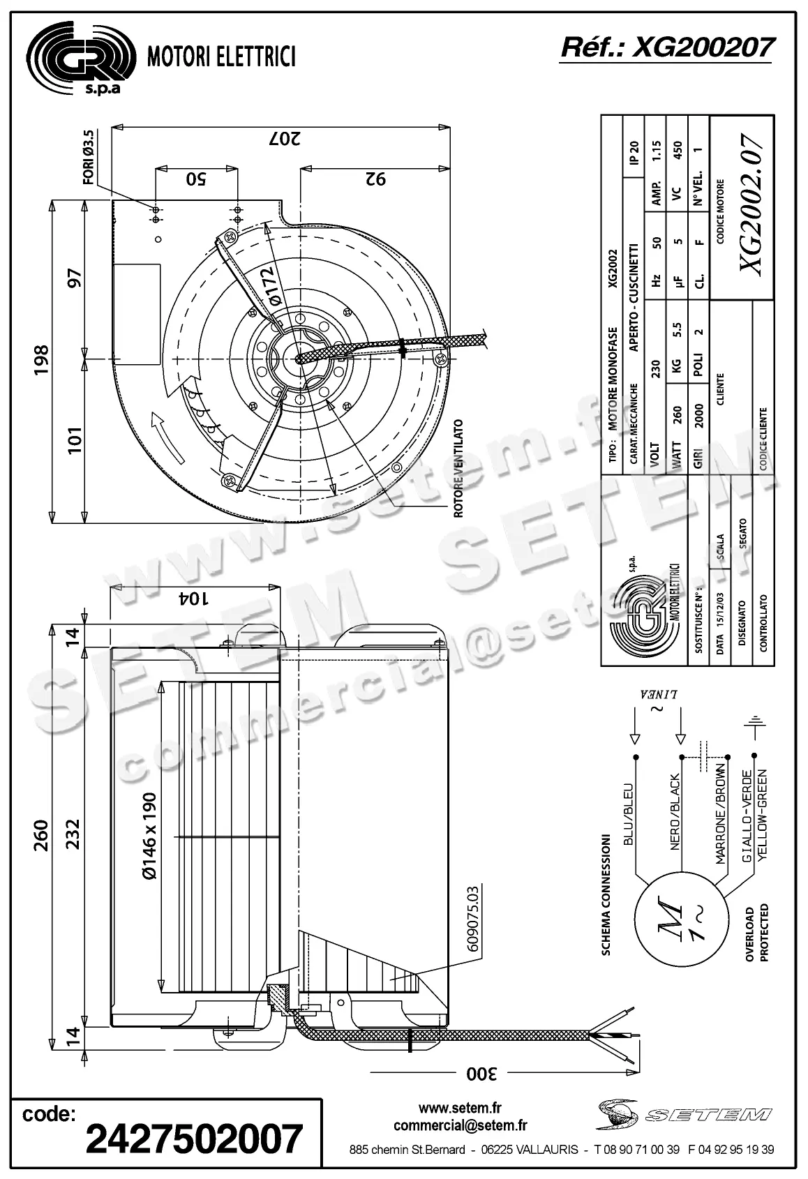 2427502007-VENTILATEUR GR XG200207 2