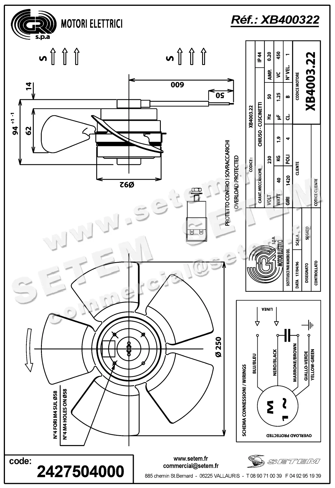 2427504000-MOTOHELICE GR XB400322 2
