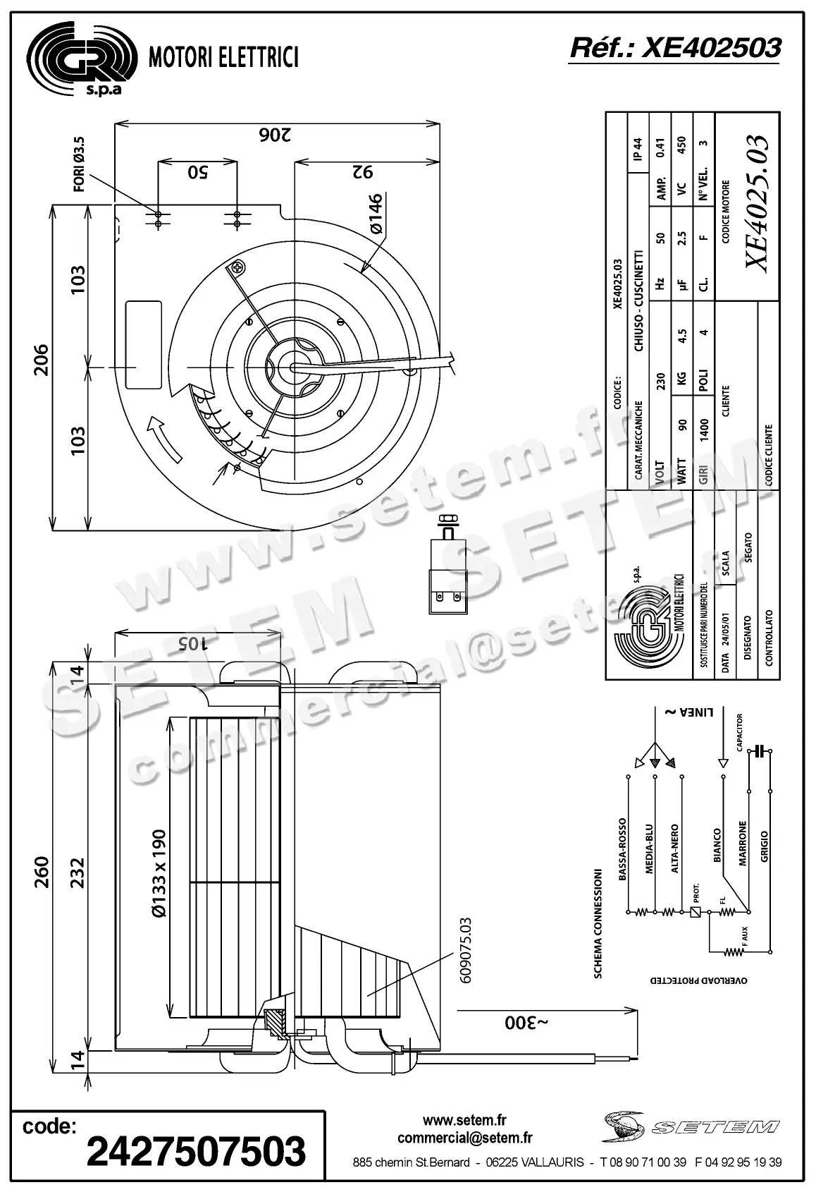 2427507503-VENTILATEUR GR XE401604 2