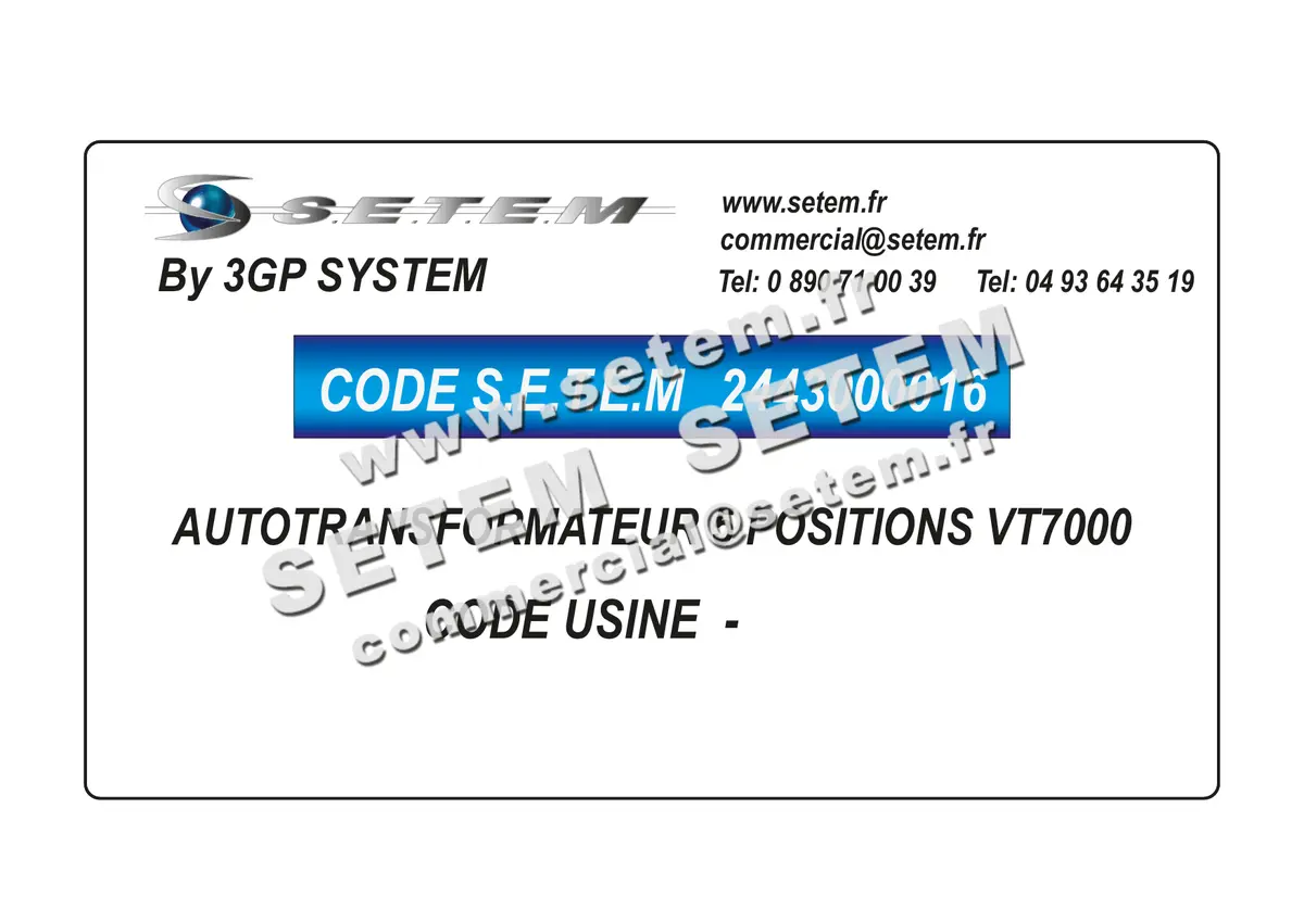2443000016-AUTOTRANSFORMATEUR 5 POSITIONS 3GP VT7000 2