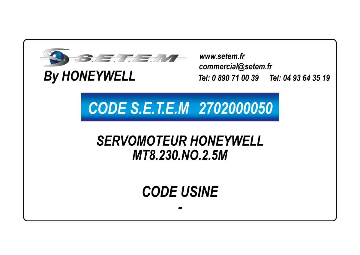 2702000050-SERVOMOTEUR HONEYWELL MT8.230.NO.2.5M