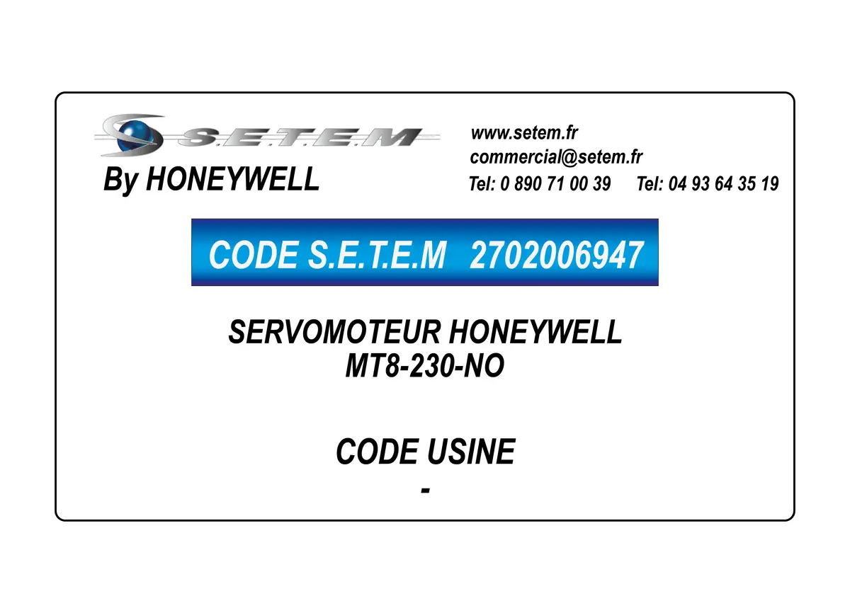 2702006947-SERVOMOTEUR HONEYWELL MT8-230-NO