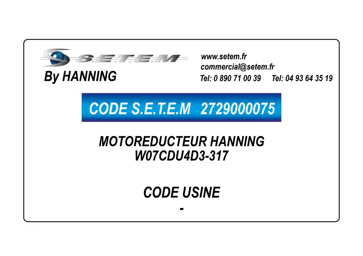 2729000075-MOTOREDUCTEUR HANNING W07CDU4D3-317