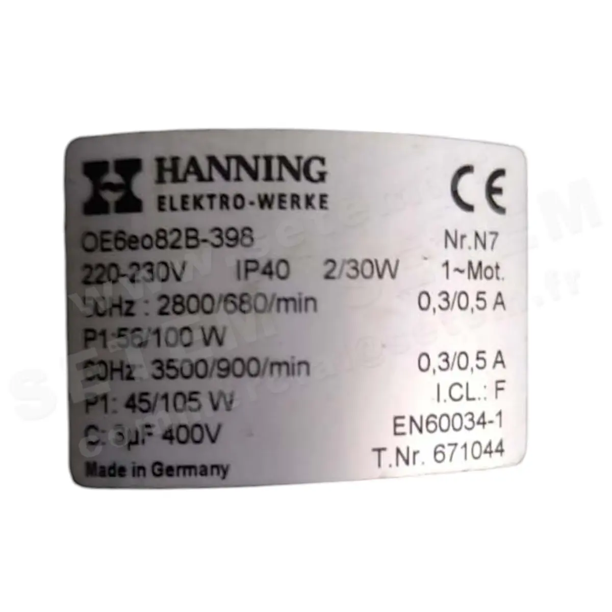2729000398-MOTEUR HANNING OE6EO82B.398