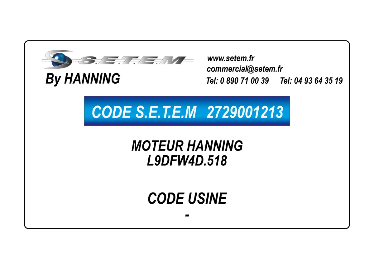 2729001213-MOTEUR HANNING L9DFW4D.518