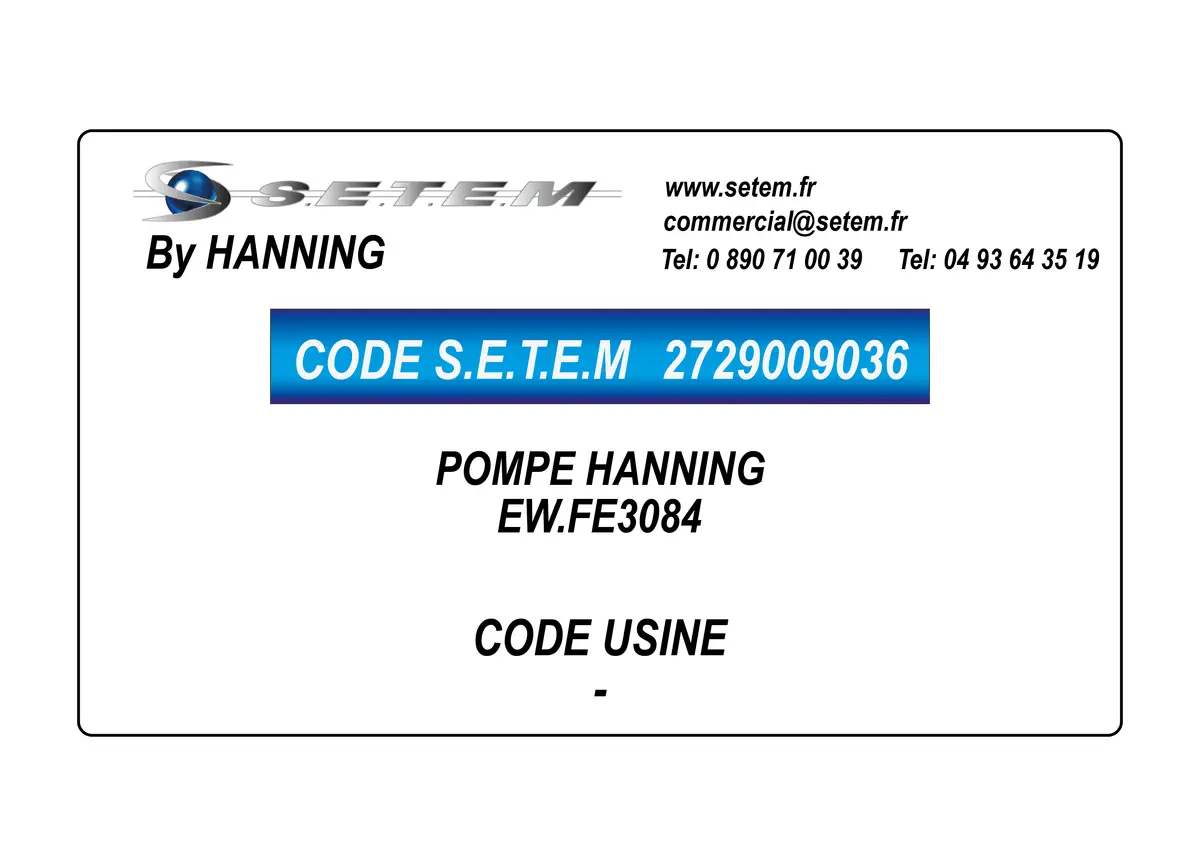 2729009036-POMPE HANNING EW.FE3084