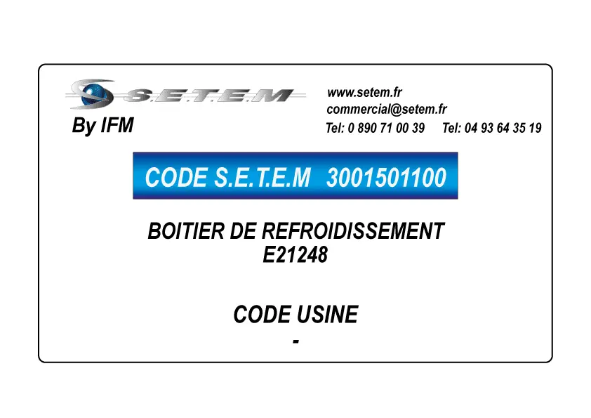 3001501100-BOITIER DE REFROIDISSEMENT E21248 IFM