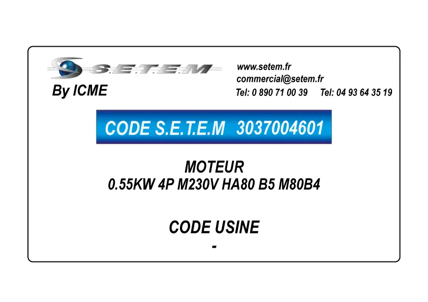 3037004601-MOTEUR ICME 0.55KW 4P M230V HA80 B5 M80B4