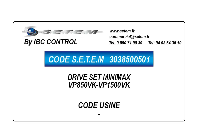 3038500501-DRIVE SET MINIMAX *VP850VK-VP1500VK*
