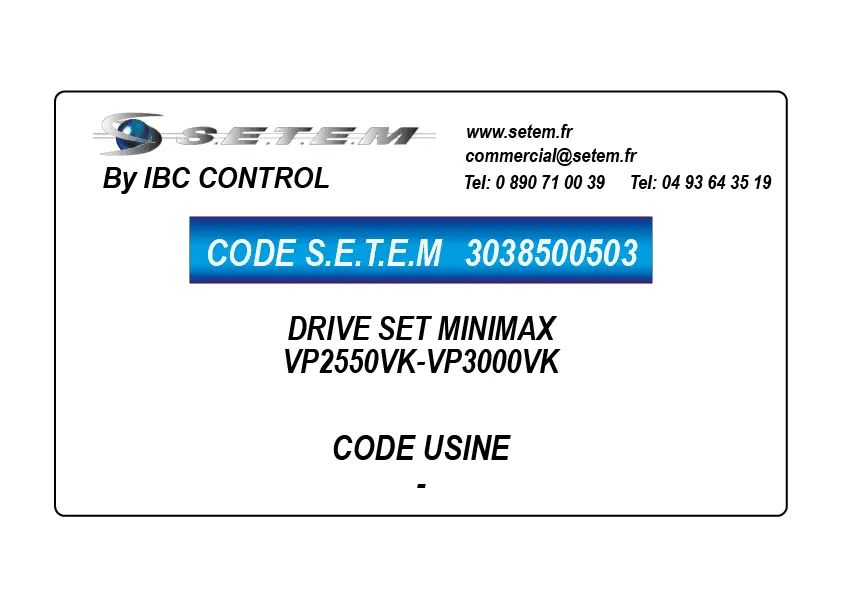 3038500503-DRIVE SET MINIMAX *VP2550VK-VP3000VK*