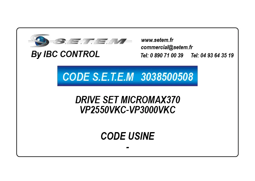 3038500508-DRIVE SET MICROMAX370 *VP2550VKC-VP3000VKC*