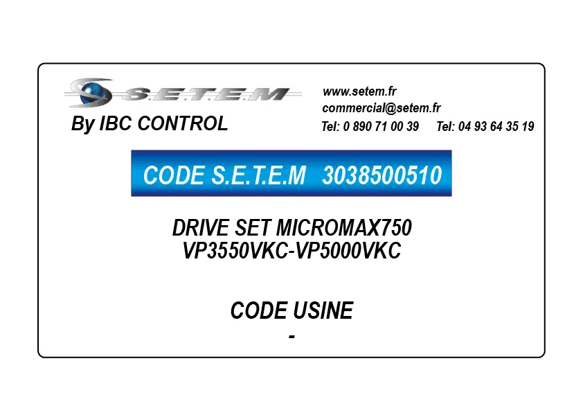 3038500510-DRIVE SET MICROMAX750 *VP3550VKC-VP5000VKC*