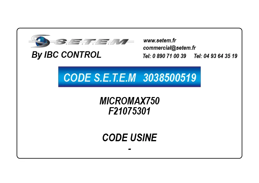 3038500519-BOITIER DE COMMANDE MICROMAX750 *F21075301*