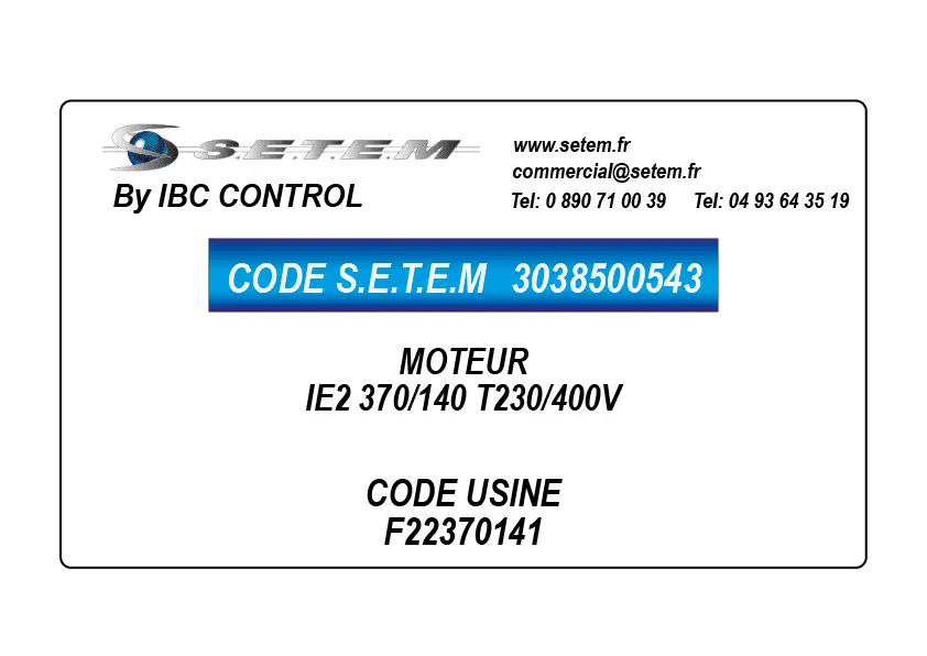 3038500543-MOTEUR IE2 370/140 T230/400V *F22370141*