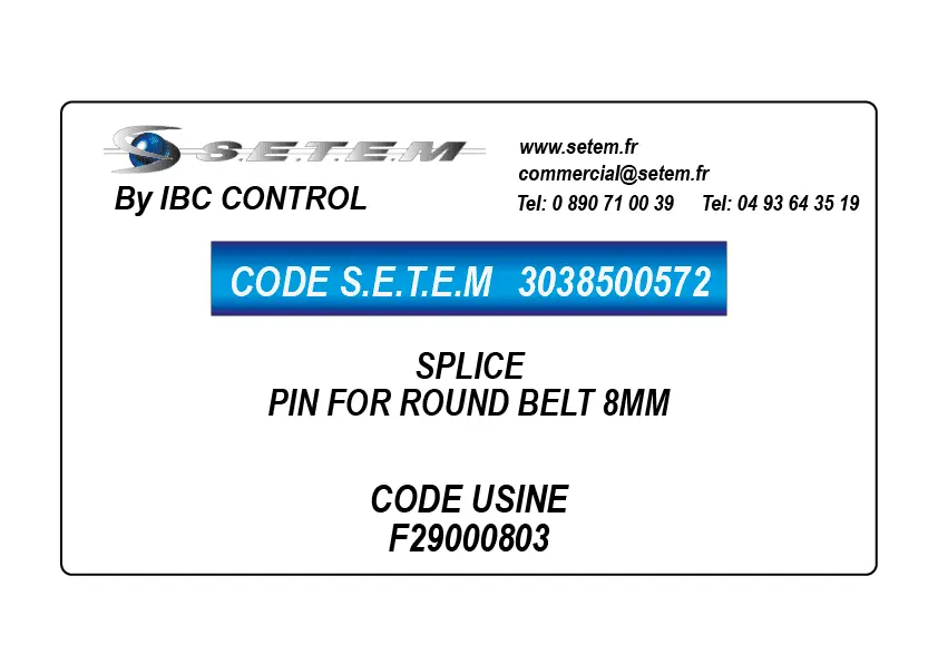 3038500572-SPLICE PIN FOR ROUND BELT 8MM *F29000803*