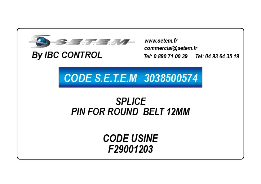3038500574-SPLICE PIN FOR ROUND BELT 12MM *F29001203*