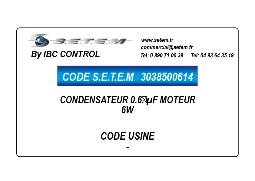 3038500614-CONDENSATEUR 0.6µF MOTEUR 6W
