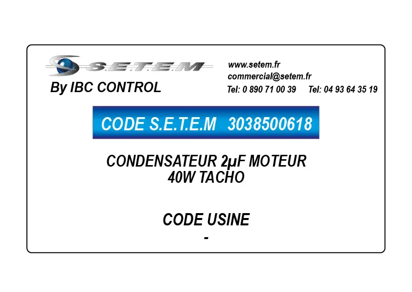 3038500618-CONDENSATEUR 2µF MOTEUR 40W TACHO