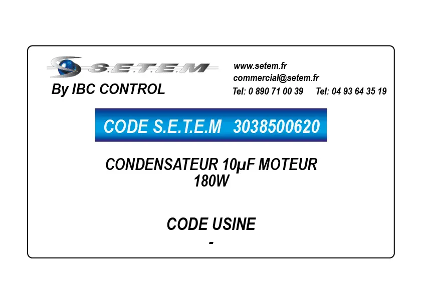 3038500620-CONDENSATEUR 10µF MOTEUR 180W