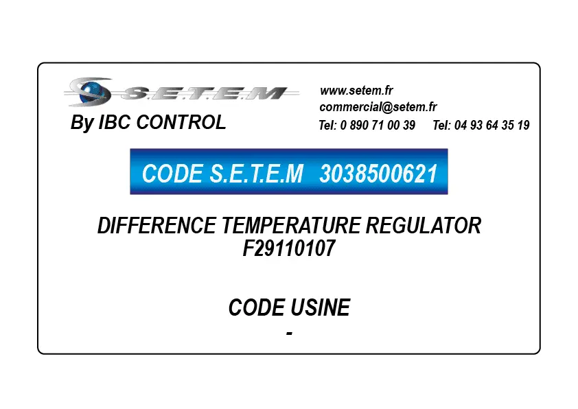3038500621-REGULATEUR DE TEMPERATURE DIFFERENTE *F29110107*
